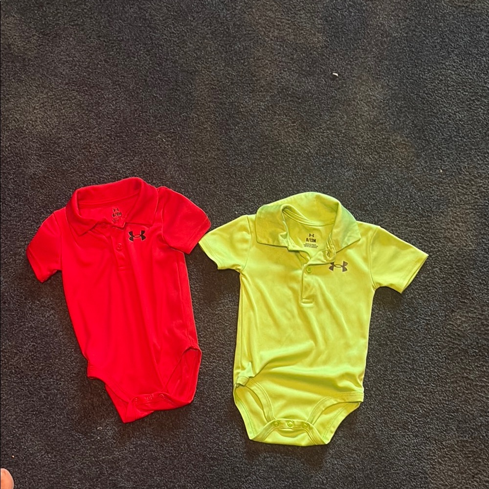 Under Armour Kids Polo Bodysuits - Red and Lime Green